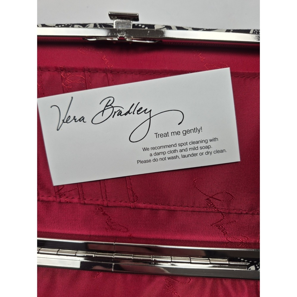 Vera Bradley Opera Wallet Retired Barcelona Floral Quilted Metal Frame Black NWT - Picture 8 of 14